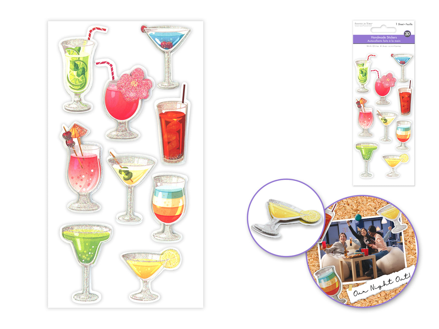 Handmade Sticker: 3D Glitter Cardstock Elements 250gsm