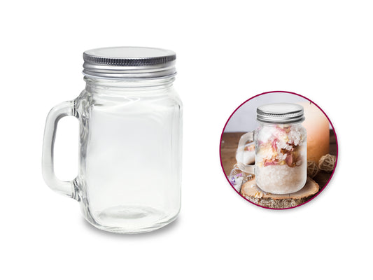 Craft Décor: DIY Glass Mason Jar 480ml w/Alum Lid (7.5x7.5x14cm)