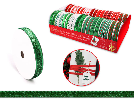 Holiday Essentials Ribbons & Trims: 3 YD x 2.7M Red & Green