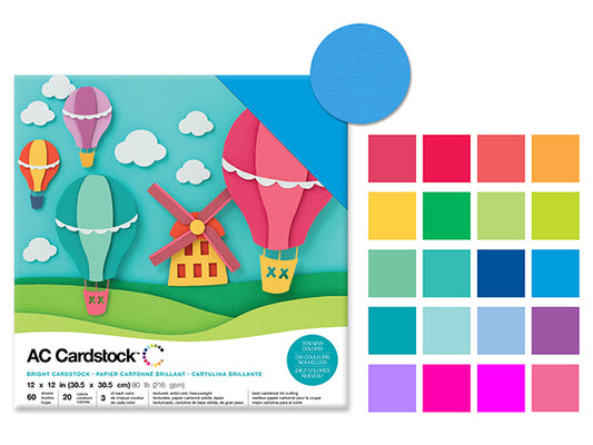 Scrapbook Cardstock: 12"x12" 80lb (216gsm) Textured  G) Brights