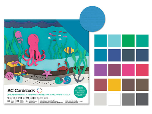 Scrapbook Cardstock: 12"x12" 80lb (216gsm) Textured  L) Jewel Tones