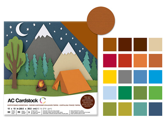 Scrapbook Cardstock: 12"x12" 80lb (216gsm) Textured  E) Earthtones