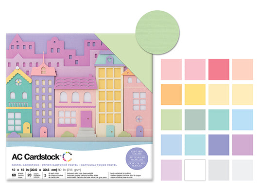 Scrapbook Cardstock: 12"x12" 80lb (216gsm) Textured  D) Pastel Colors