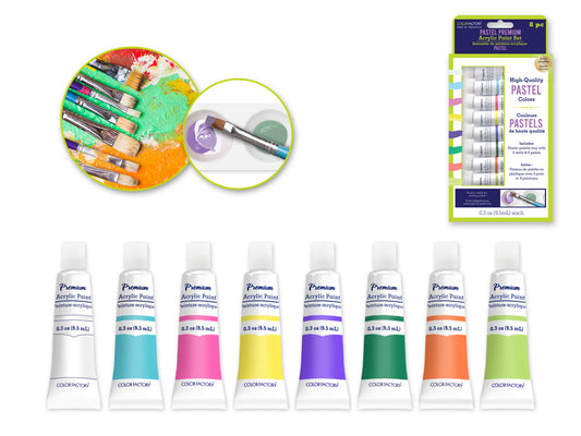 Color Factory: 76ml Premium Acrylic Paint Set 8x9.5ml Tubes: Pastel