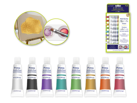 Color Factory: 76ml Premium Acrylic Specialty Paint Set 8x9.5ml Tubes: Metallic