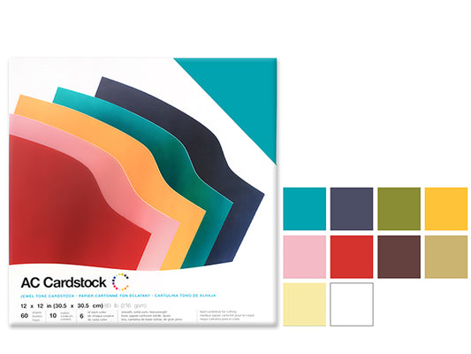 Scrapbook Cardstock: 12"x12" 80lb (216gsm) Smooth B) Jewel Tones