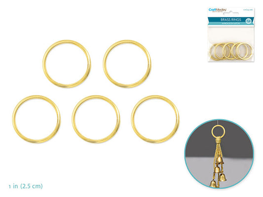 Craft Medley Brass Rings: 1" Round x5