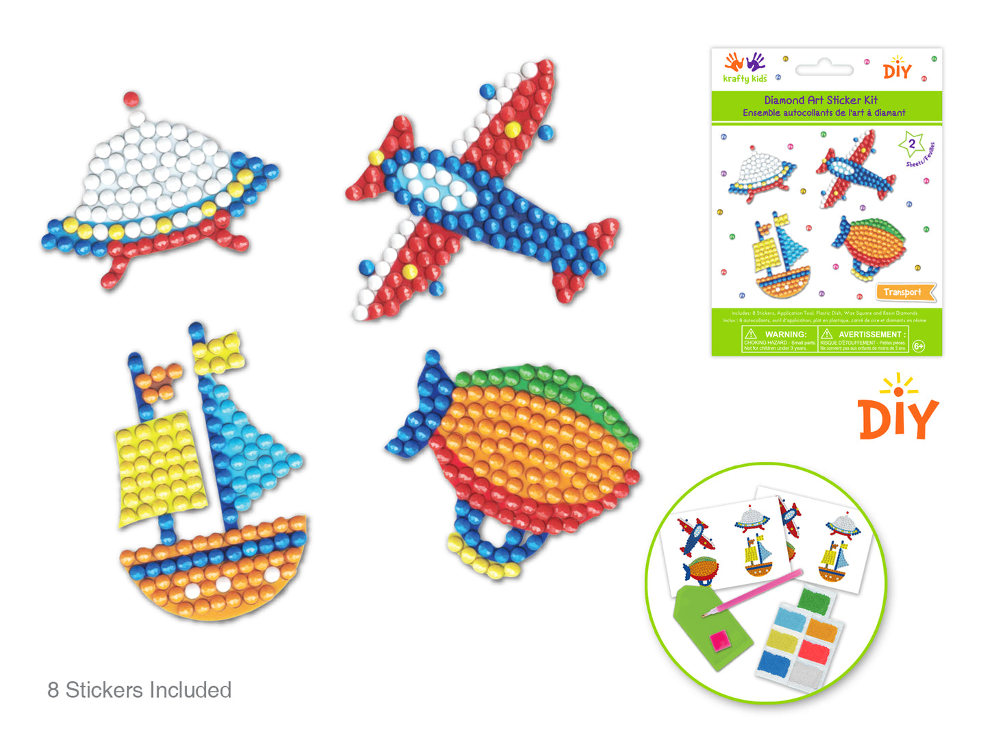 Krafty Kids Kit: Diamond Painting DIY Sticker Kit 2 Sheets