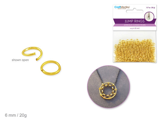 Jewelry Findings: 6mm Jump Ring 20g Gold