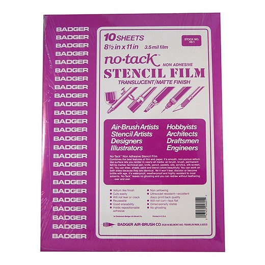 8 1/2" x 11" No-Tack Stencil Film 10 sheets Badger  No. 46-1