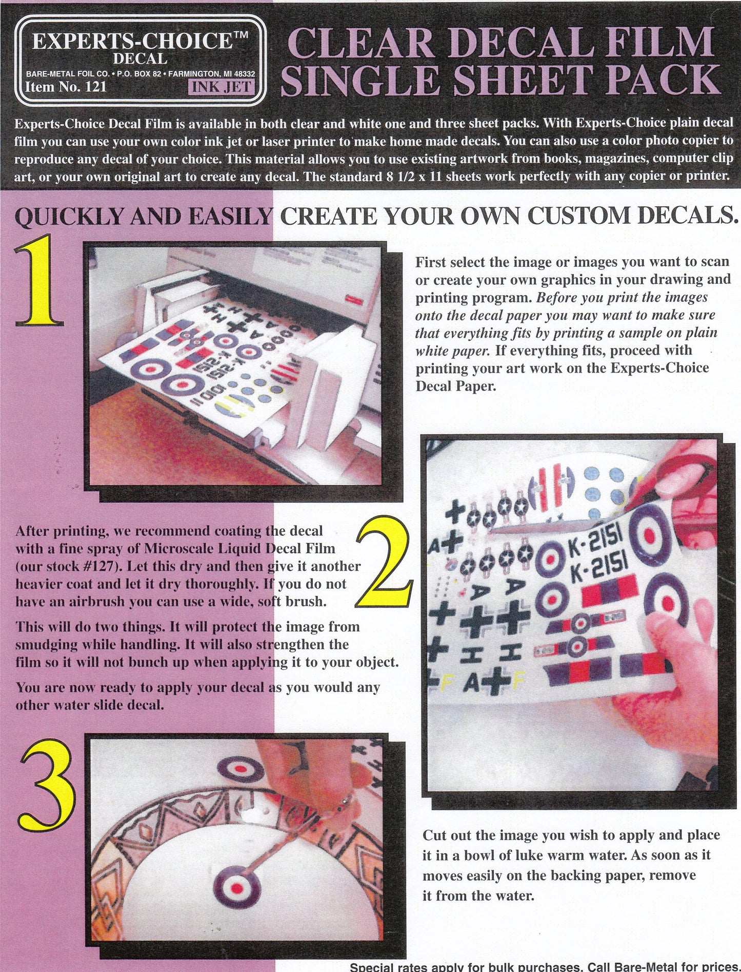 EXPERTS-CHOICE™ DECAL FILM SHEETS