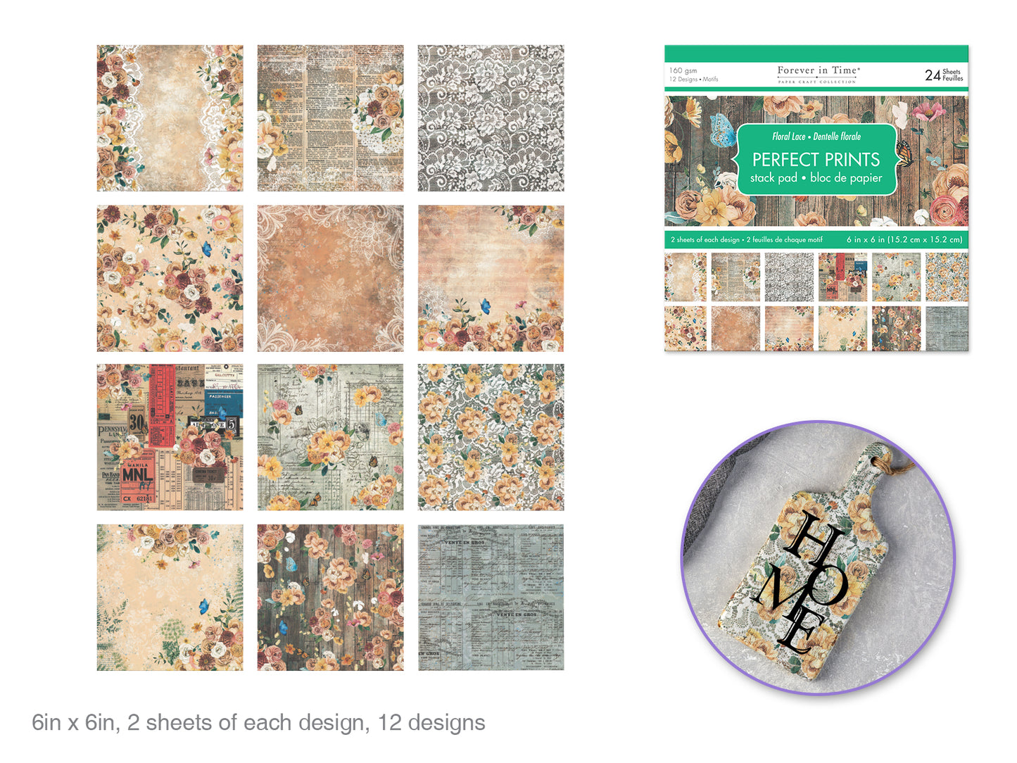 Paper Pads: 6"x6" Perfect Prints Stack Packs x24 Asst