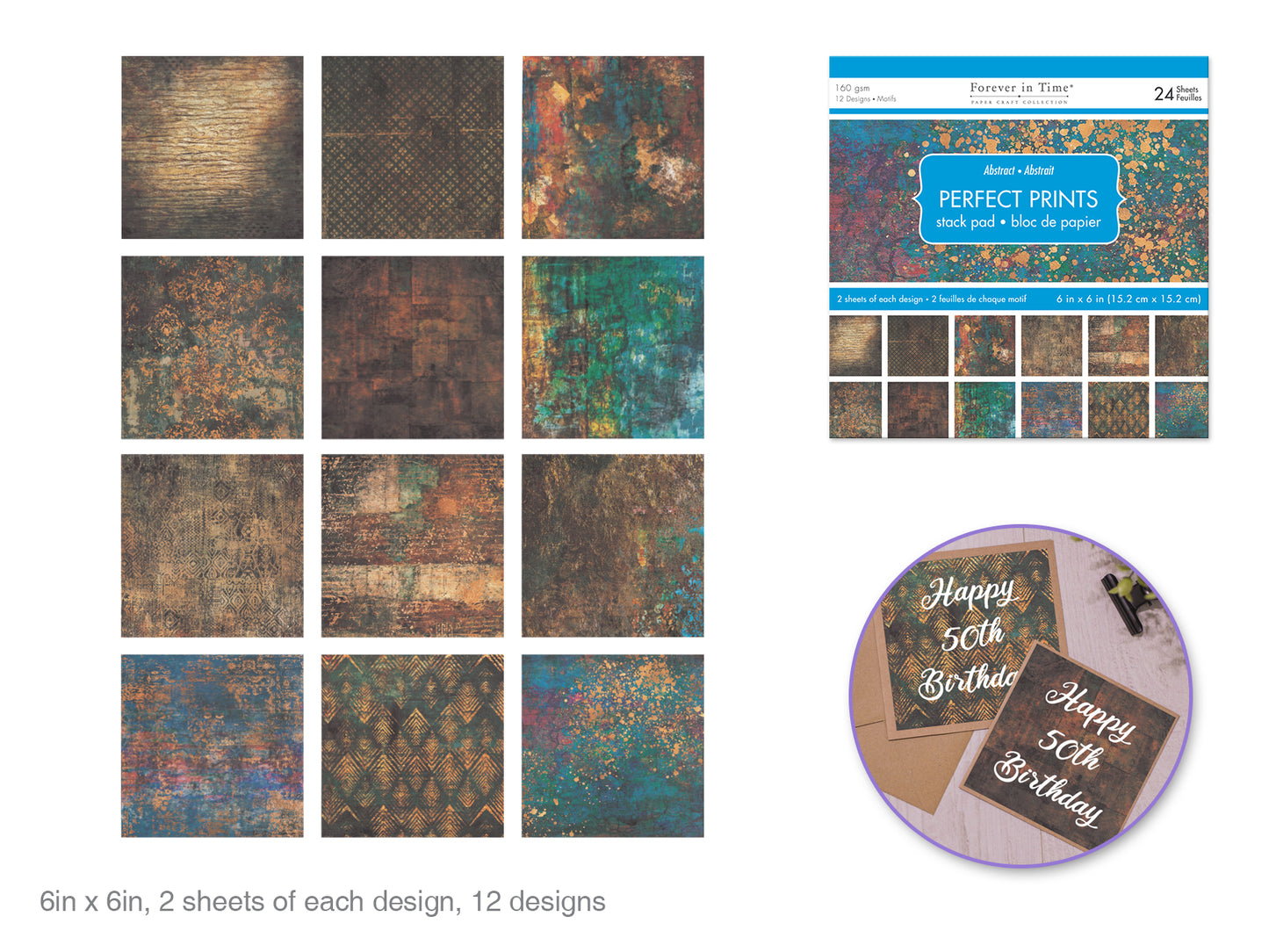 Paper Pads: 6"x6" Perfect Prints Stack Packs x24 Asst