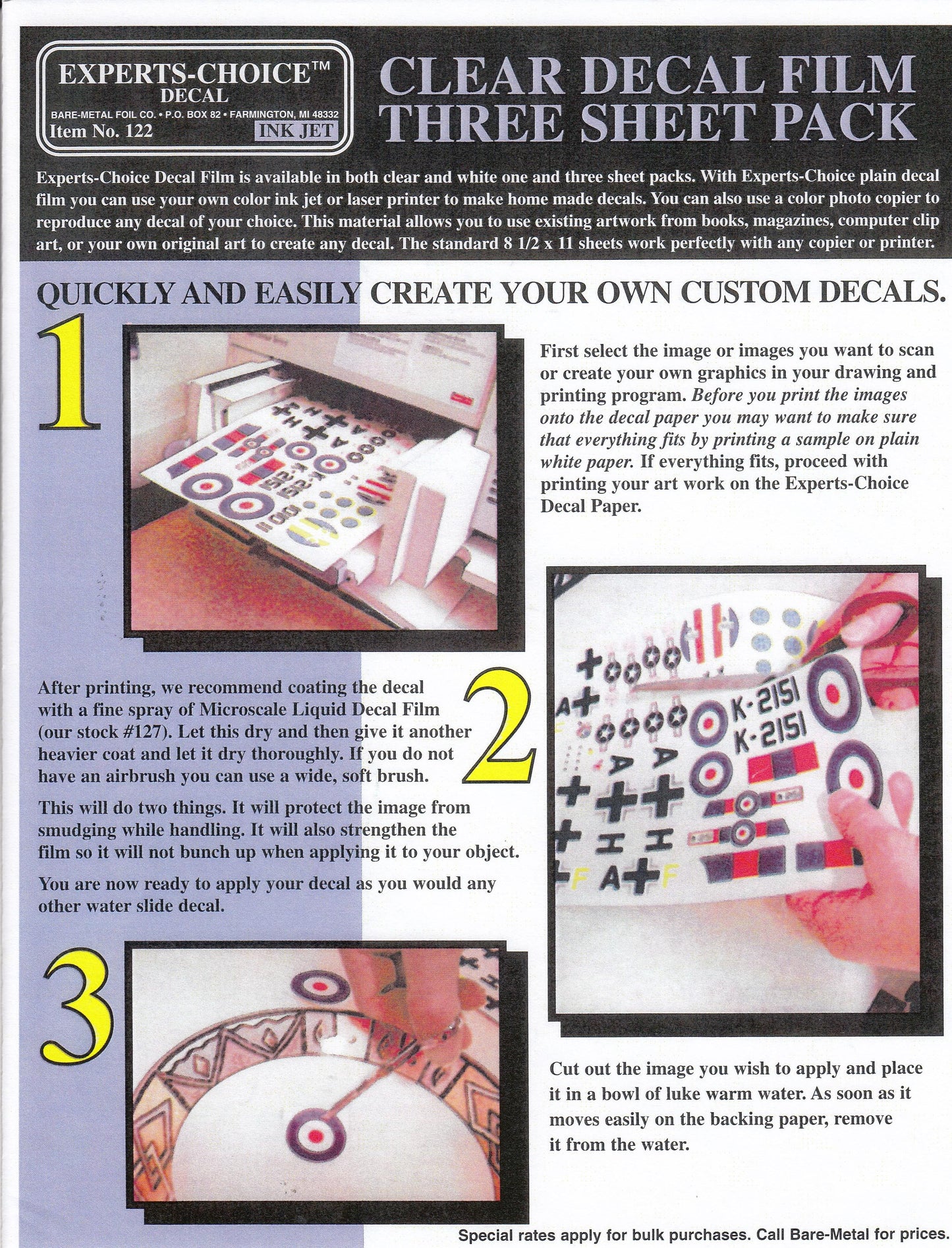 EXPERTS-CHOICE™ DECAL FILM SHEETS