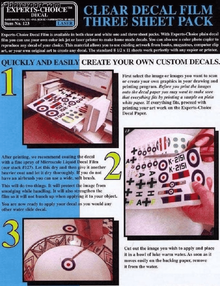 EXPERTS-CHOICE™ DECAL FILM SHEETS