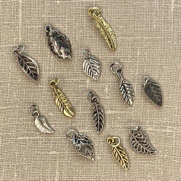 Leaf Charms, Assorted Silver/Gold 12pc