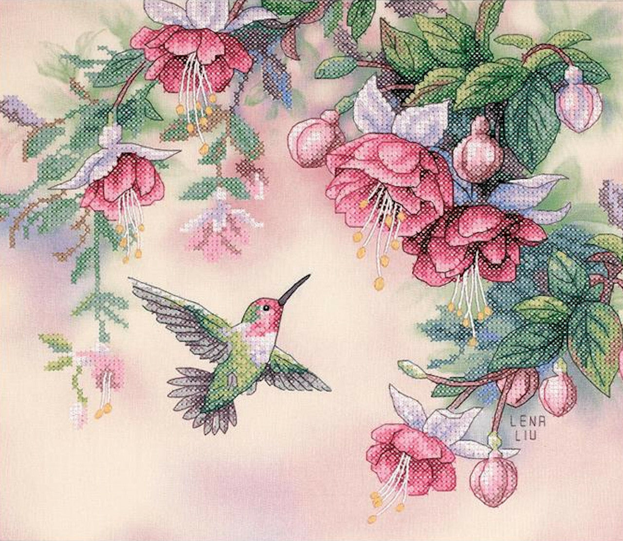 Dimensions - Hummingbird & Fuchsias Stamped