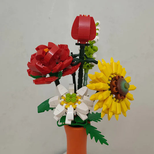 Sunflower Rose Saffron Hypericum | LOZ 1659 Mini Block Eternal Flower Set