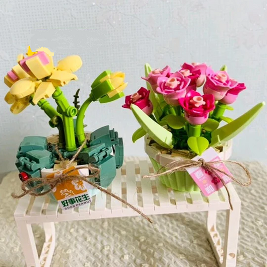 Tulip & Orchid Flower Pot | LOZ 1673 Mini Block Eternal Micro Plants Set