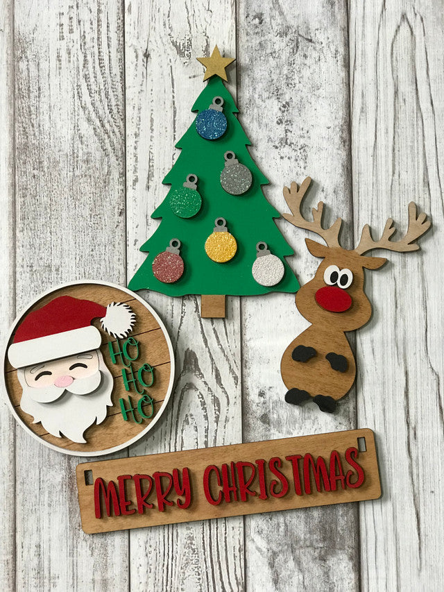 Crate Shelf Sitter with Santa with Tree Insert