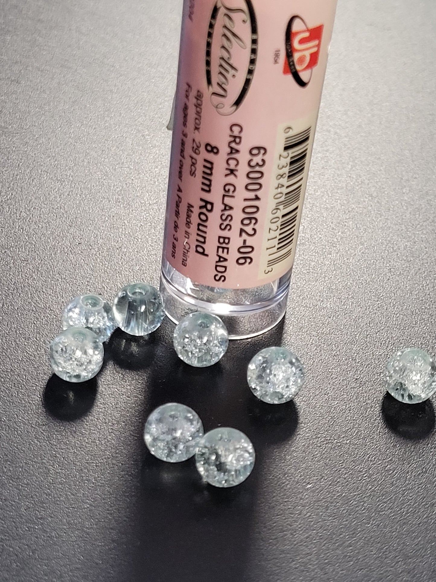 Crack Glass Beads 8mm Round Crystal Blue