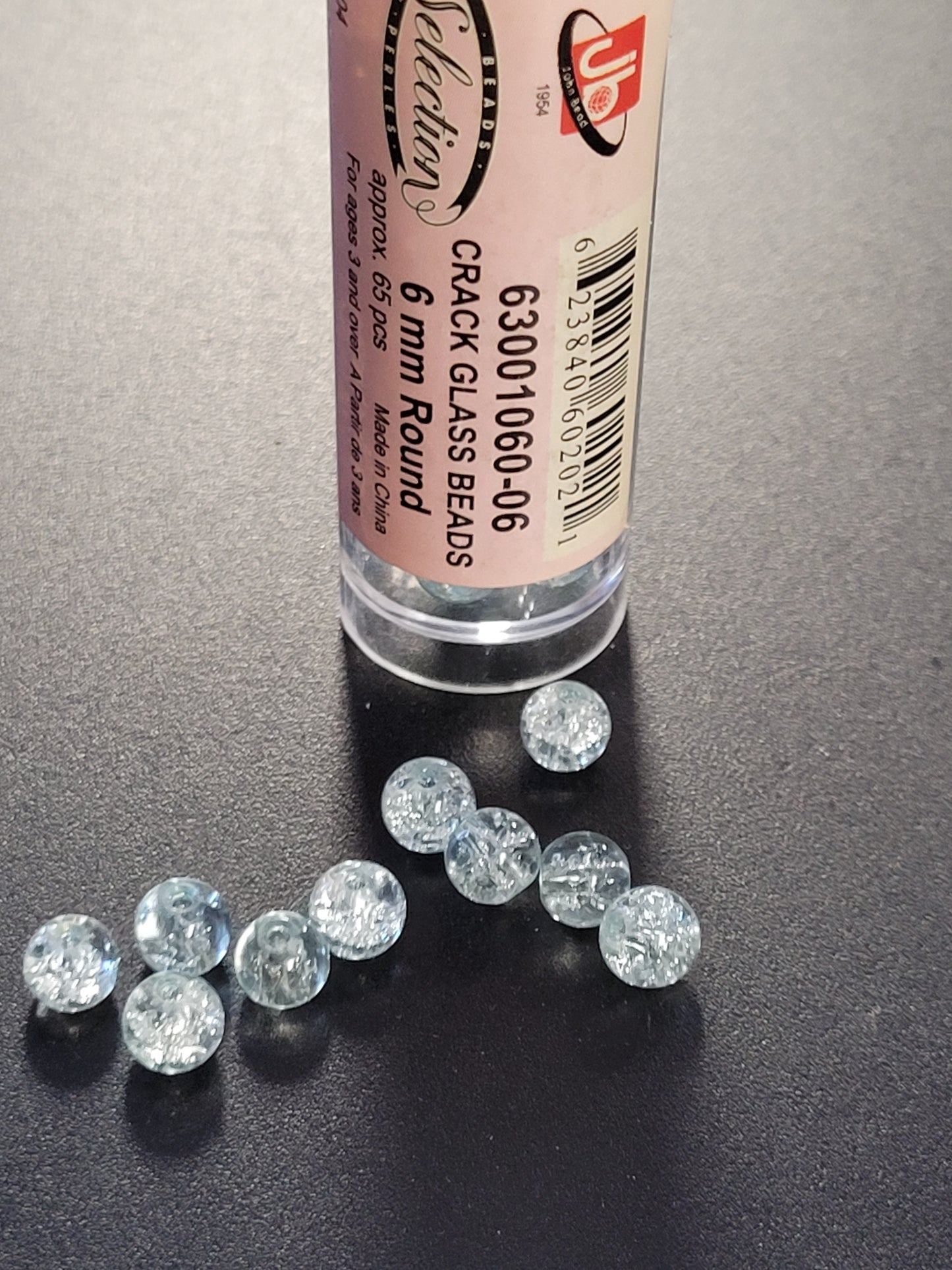 Crack Glass Beads 6mm Round Crystal Blue