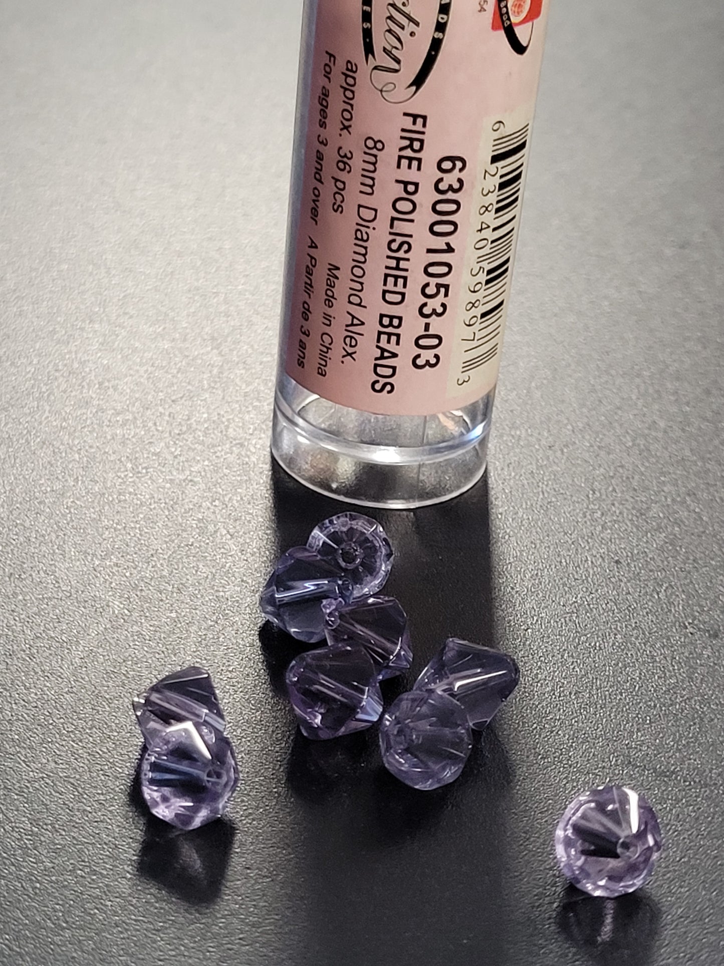 Fire Polished Beads 8mm Diamond Alex.