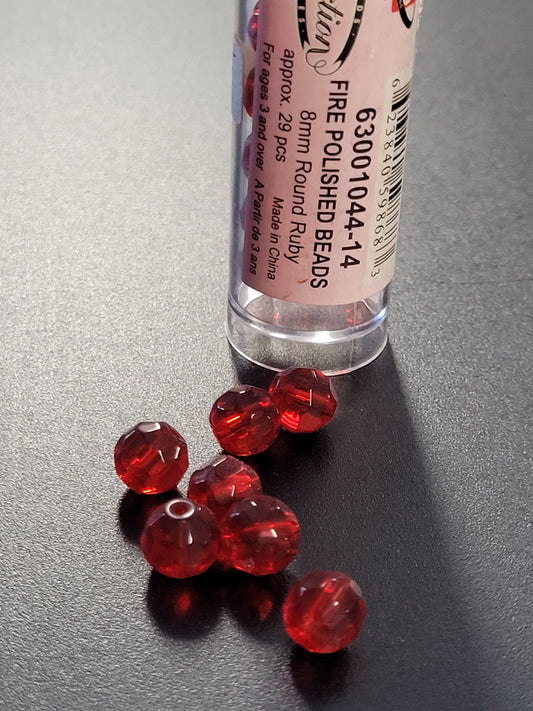 Fire Polished Beads 8mm Round Ruby