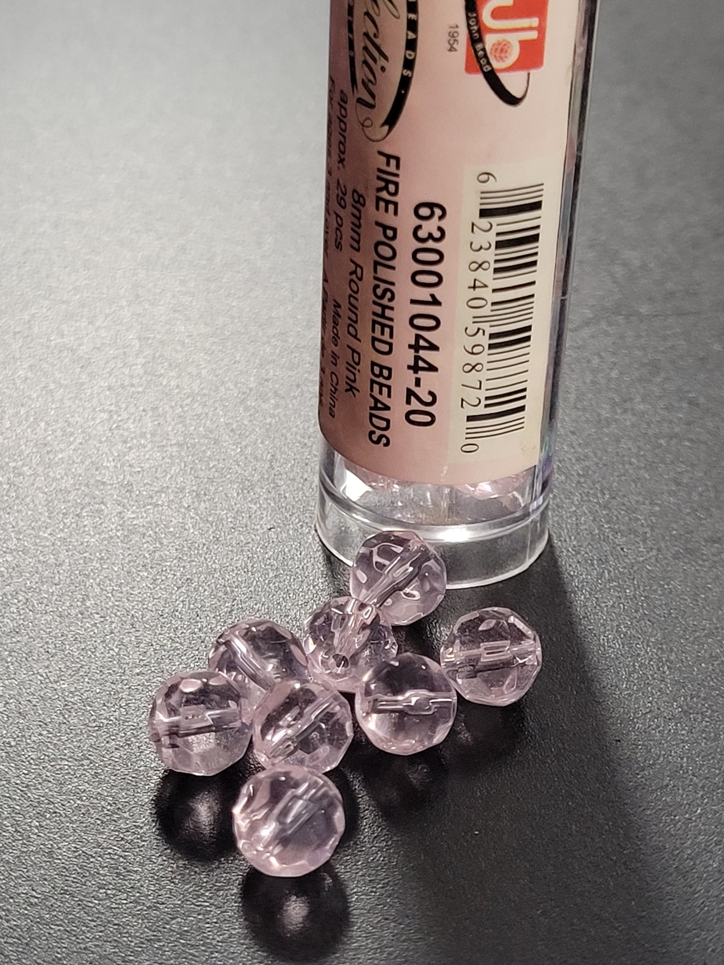 Fire polished Beads 8mm Round Pink