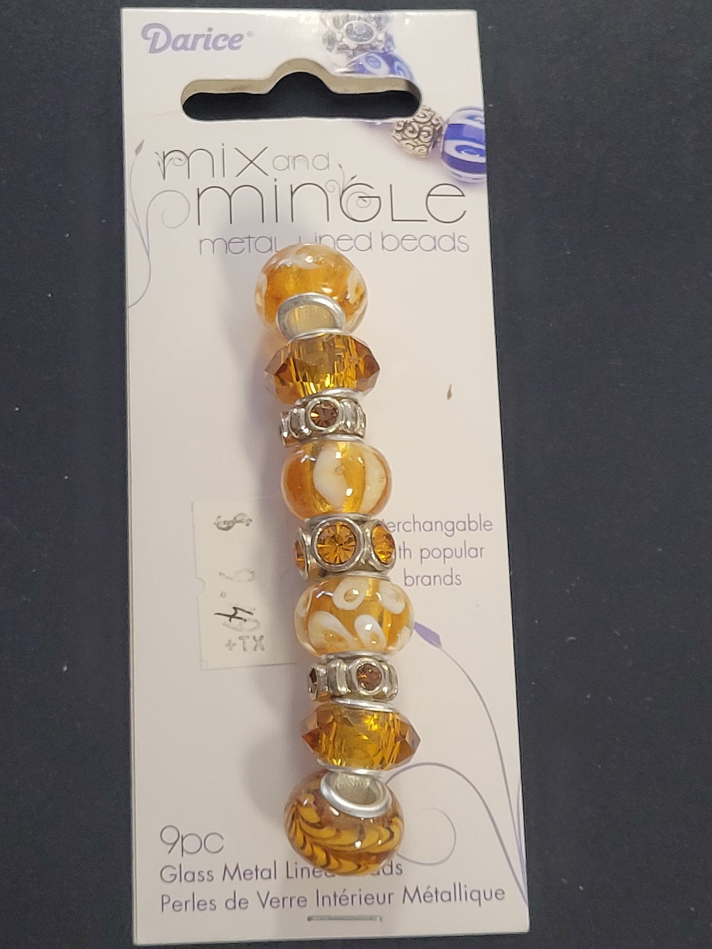 Darice Mix and Mingle Glass Metal-lined Topaz Beads