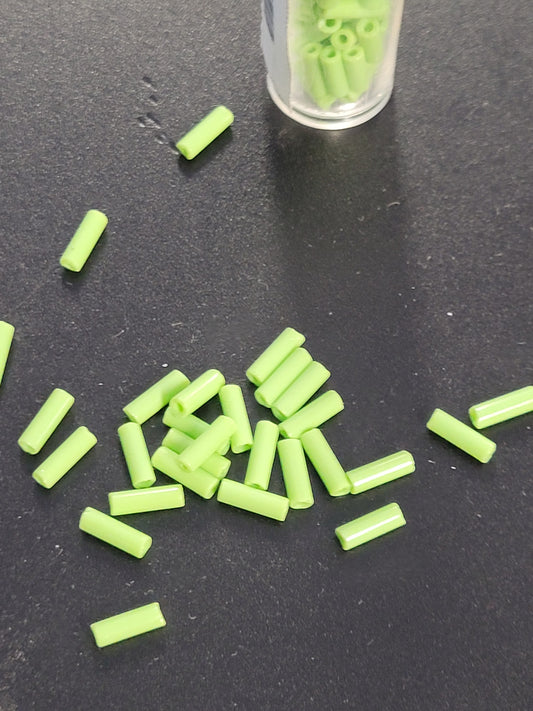 Opaque Lime Green Bugle Beads Vial