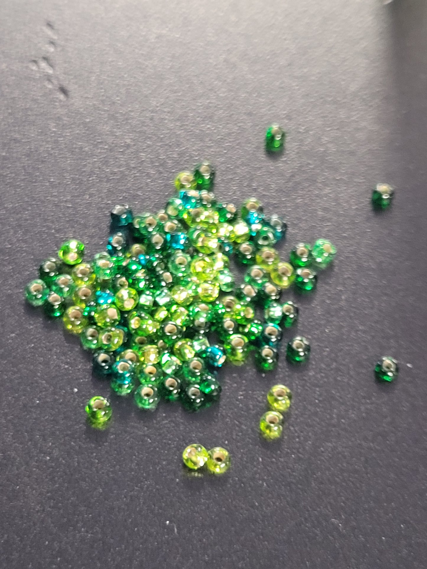 Silver Lined Multicoloured Green Yellow Seedbeads