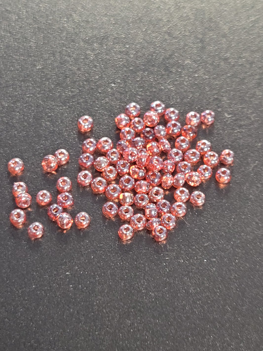 Transparent Iridescent Rose Pink  Seedbeads
