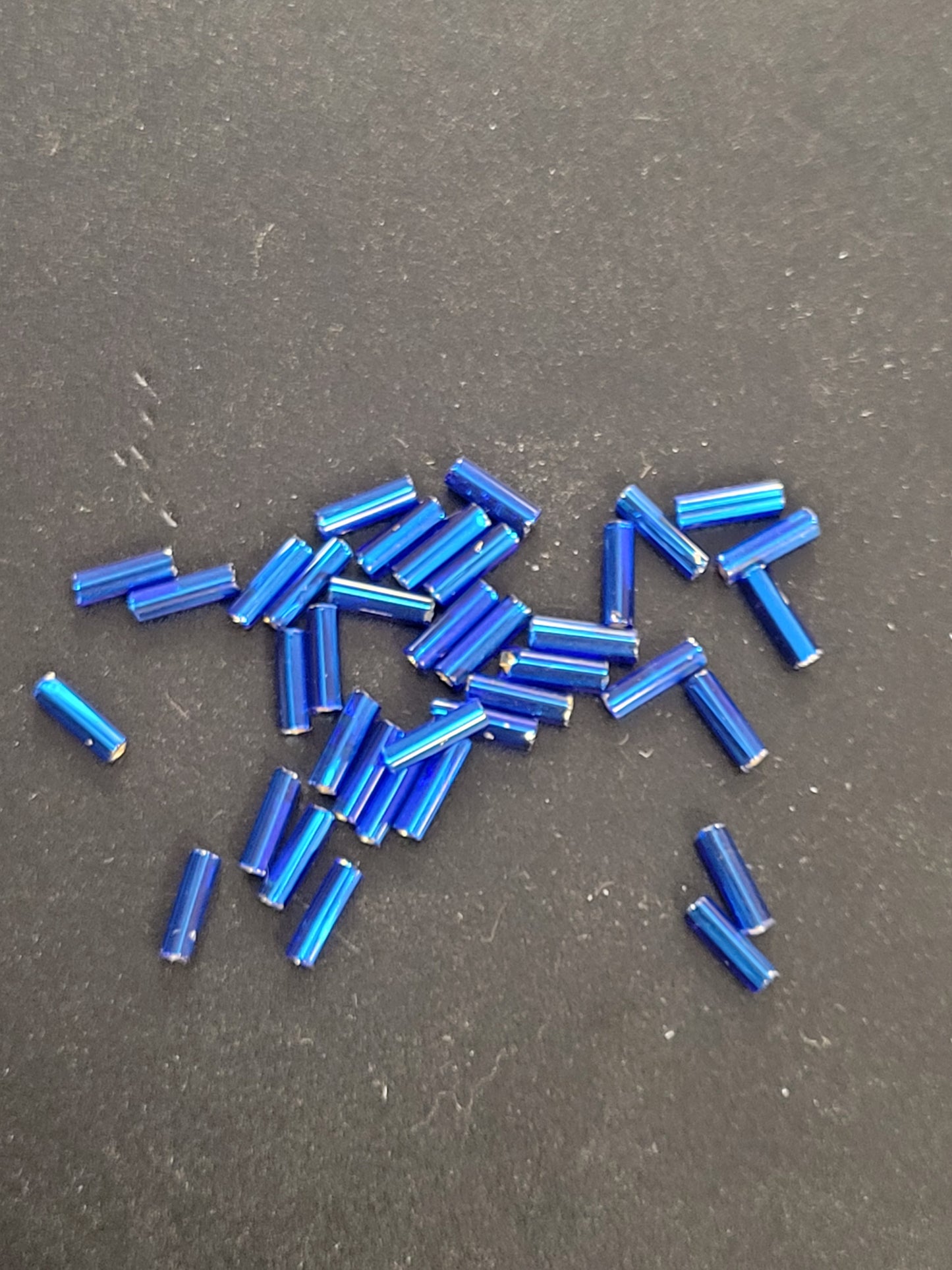 Silver Lined Royal Blue Bugle Beads