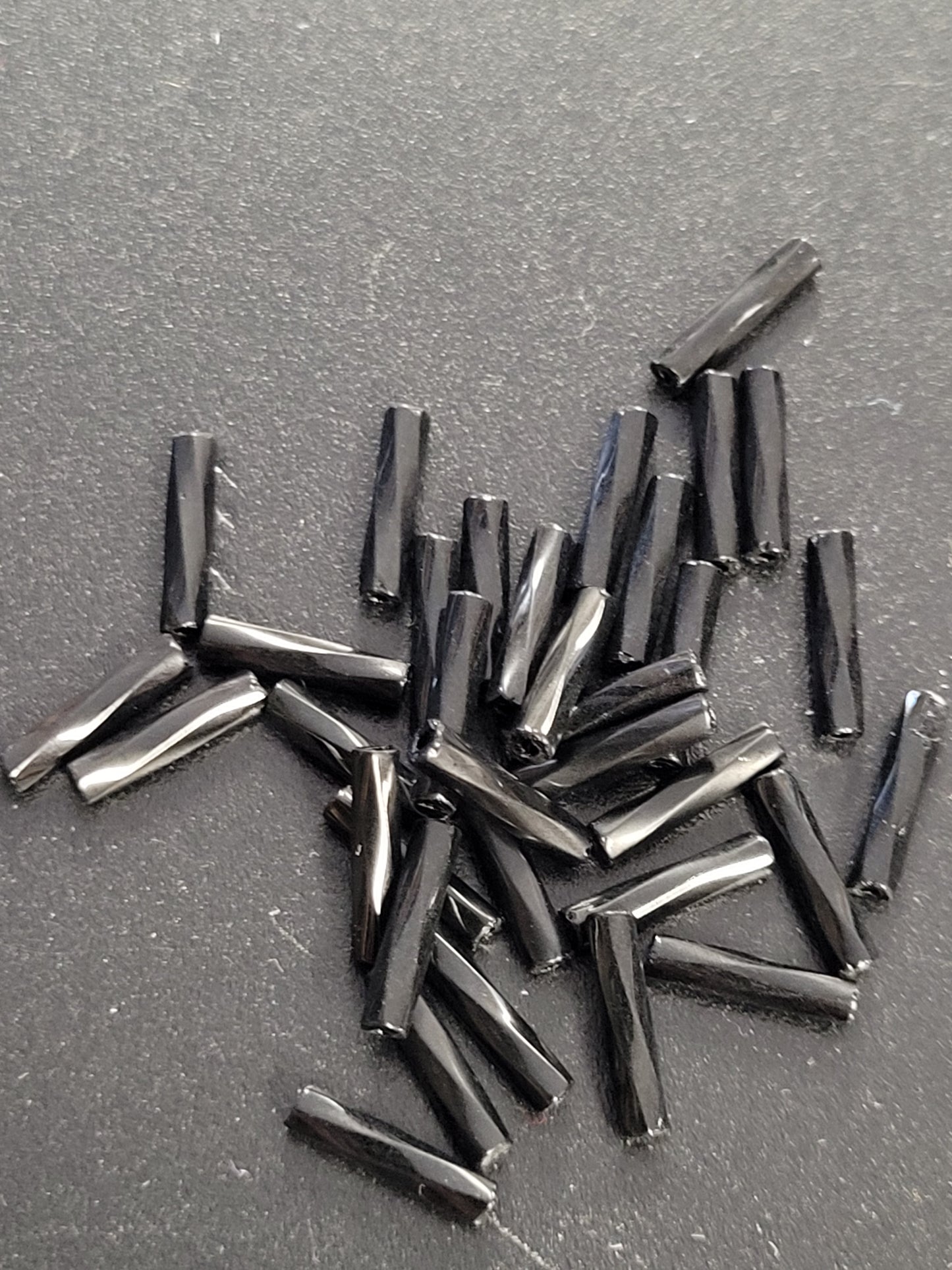 Opaque Black Twisted #4 Bugle Beads