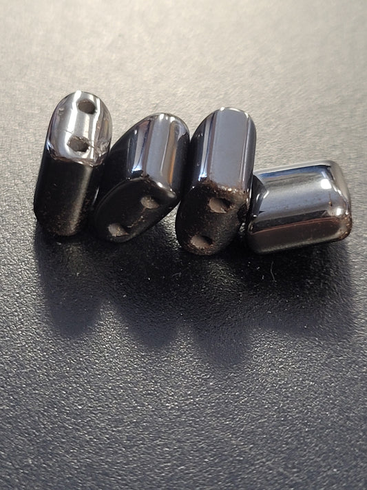 Magnetic Spacer 2 Hole Hematite Set of 4