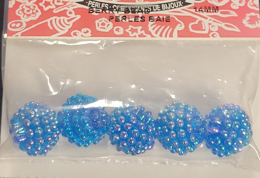 Berry Beads Dk Sapphire Transparent 14mm 5pc