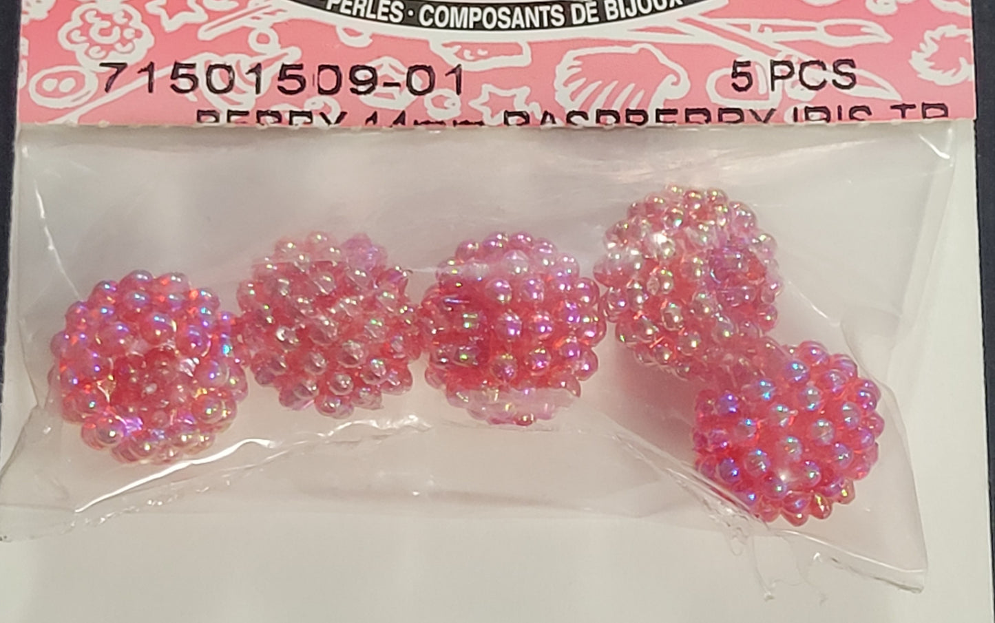 Raspberry Iris Transparent 14mm 5pc