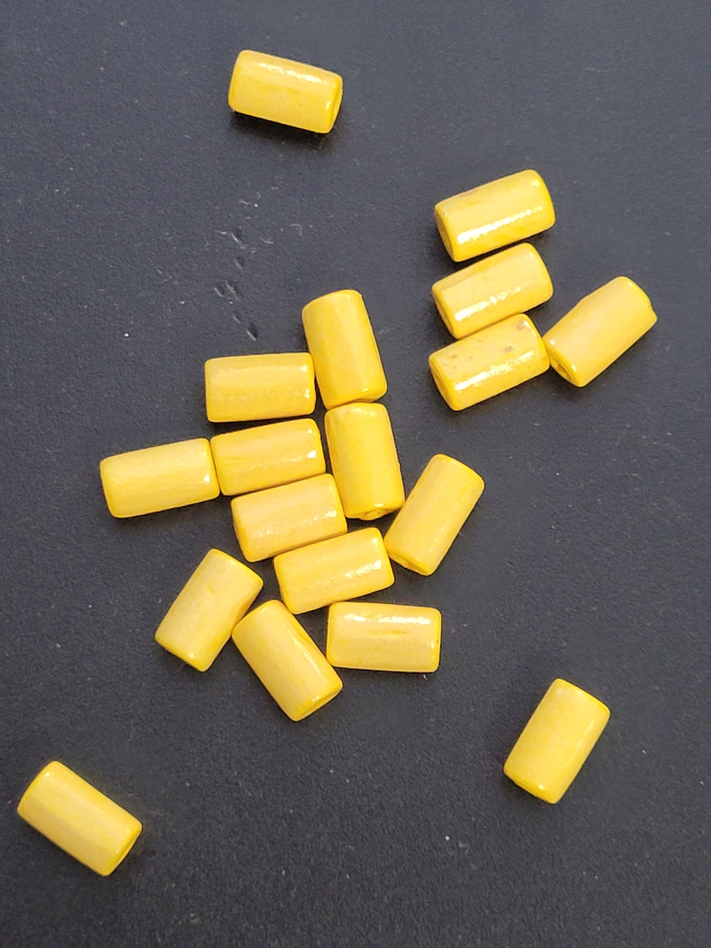 WOODEN BEAD Cylinder Yellow