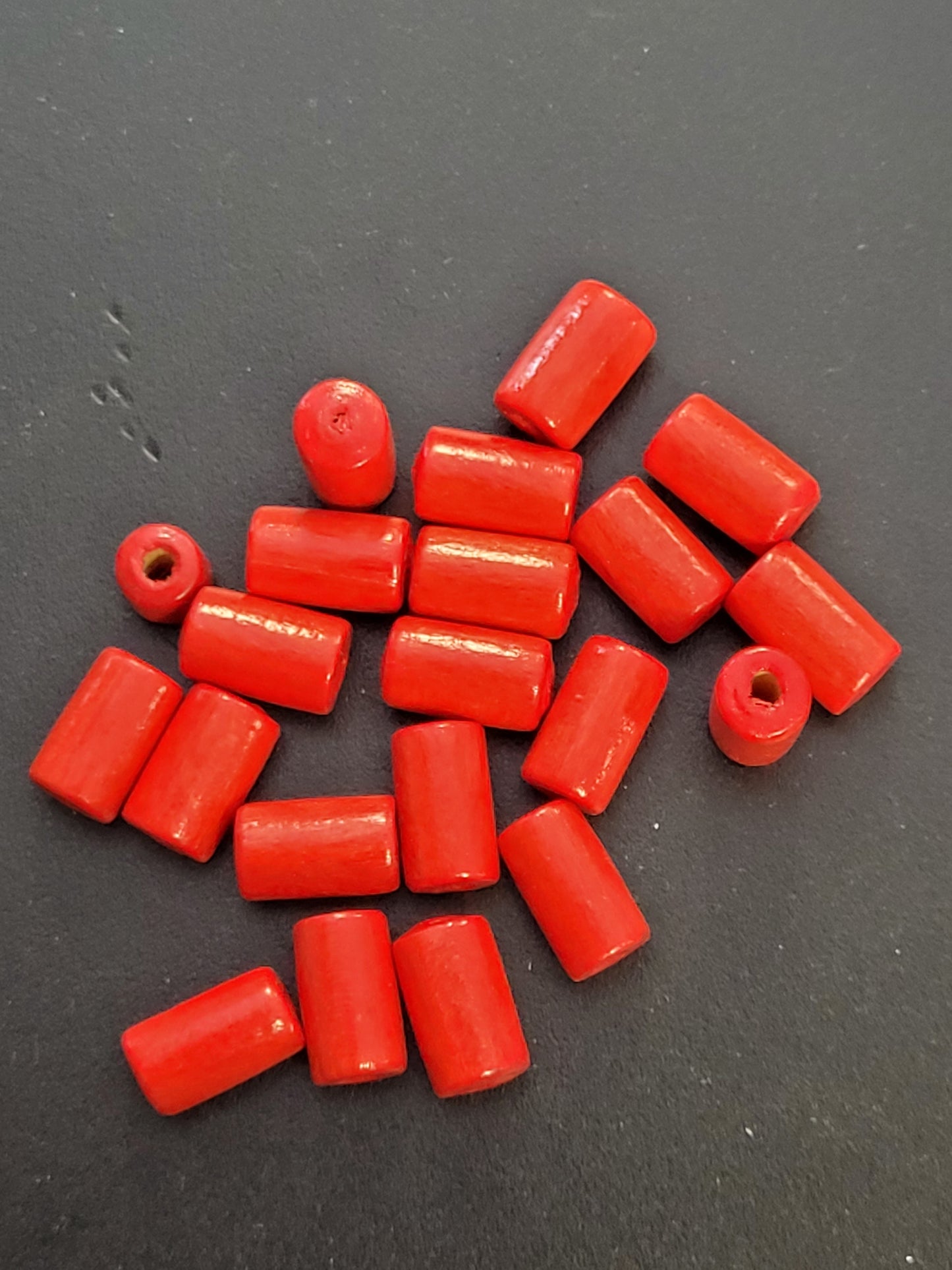 WOODEN BEAD Cylinder Red