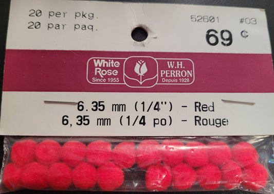6.35mm Red Pom Poms