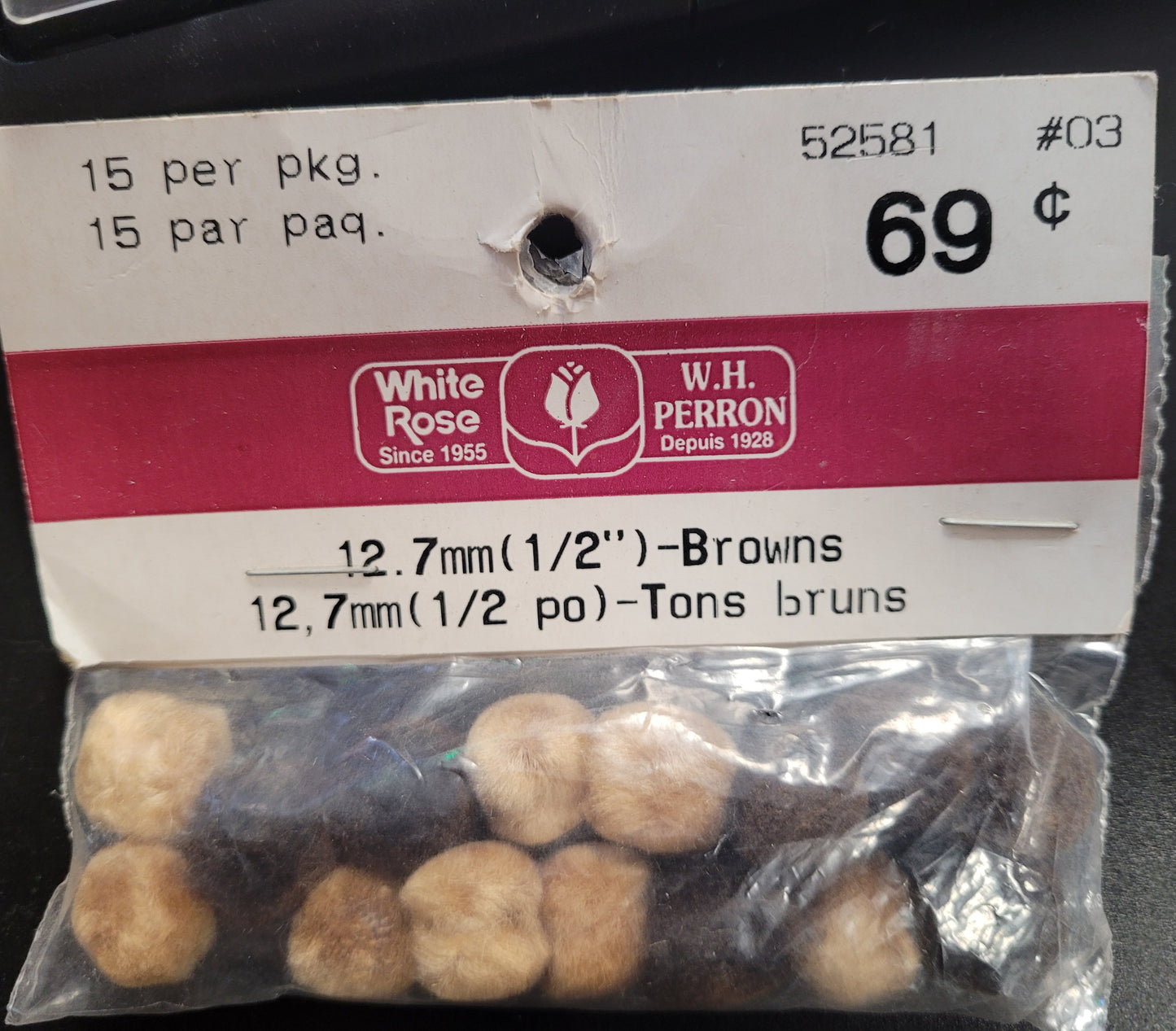 12.7mm Brown Pom Poms