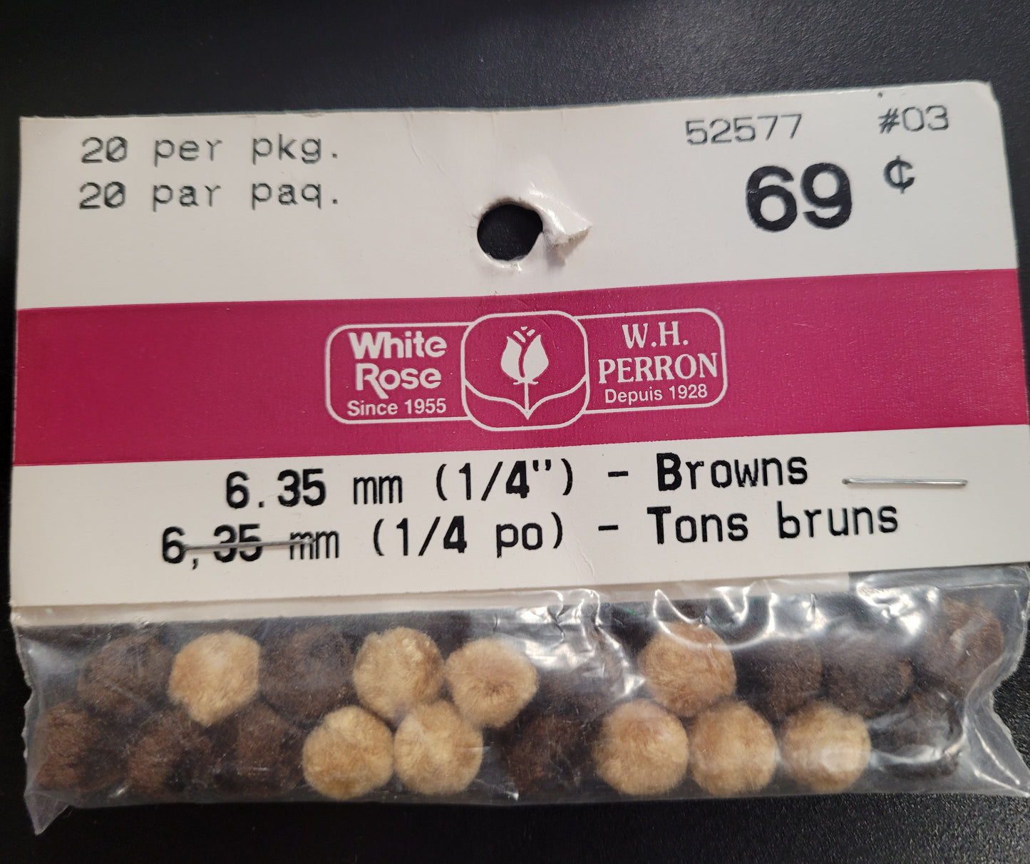 6.35mm Brown Pom Poms