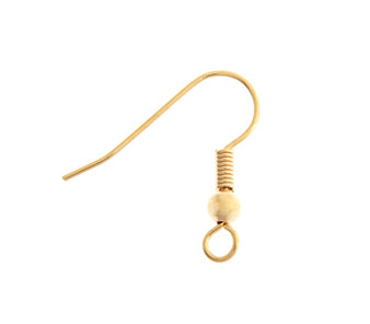 Fish Hook Earwire 18mm w/Ball & Spring Gold LF/NF