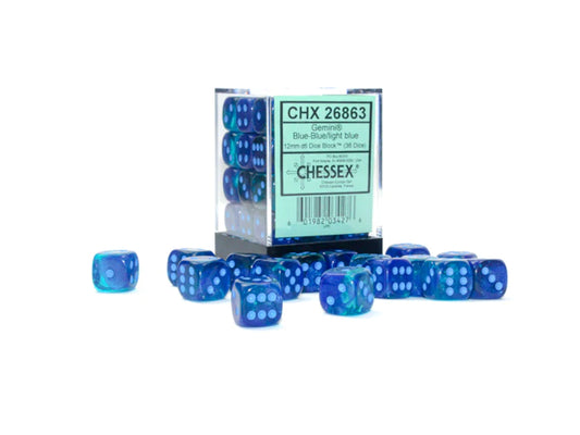 Chessex (268663: D6: 12mm: Blue-Blue/light blue Luminary