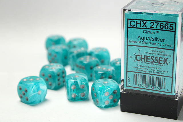 Chessex (27665): D6: 12mm: Aqua/silver Dice Block™