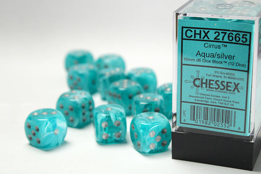 Chessex (27665): D6: 12mm: Aqua/silver Dice Block™