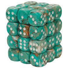CHX Festive Dice: Oxi-Copper w/ White 12mm d6 Block (36ct) 27803