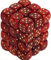 CHX Festive Dice: Scarlet w/ Gold 12mm d6 Block (36ct) 27814