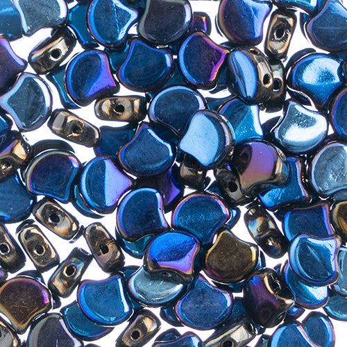 Czech Ginkgo Leaf Bead 7.5mm Jet/Azuro